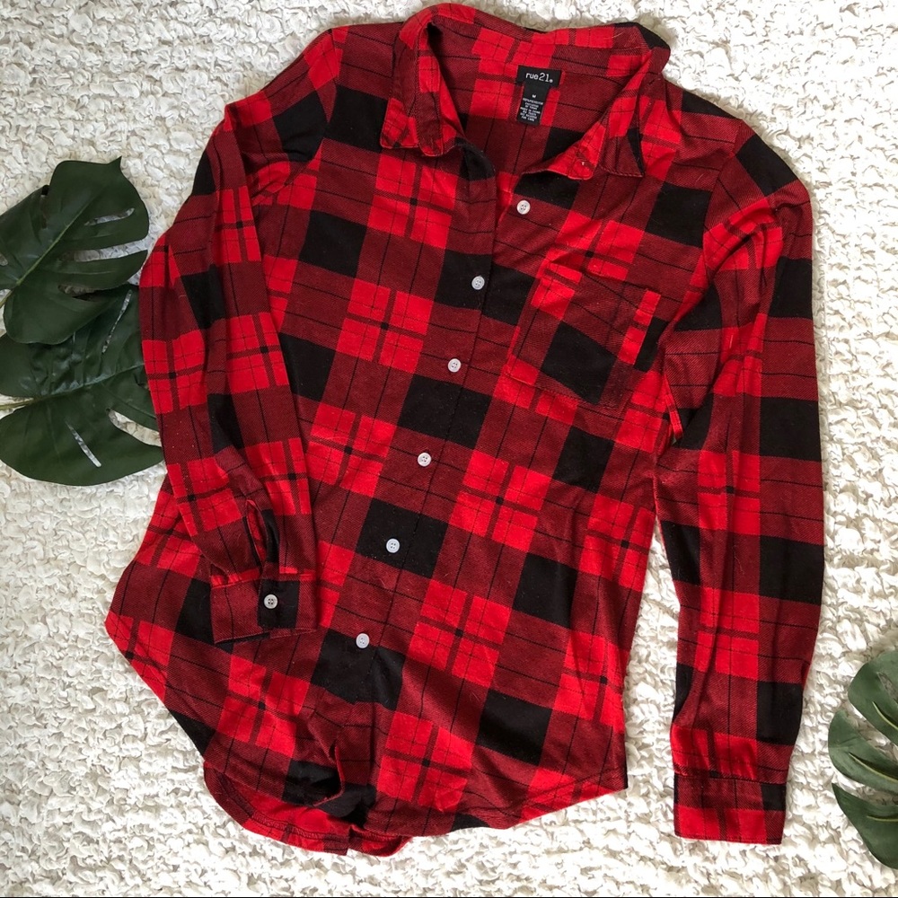 Red plaid button up